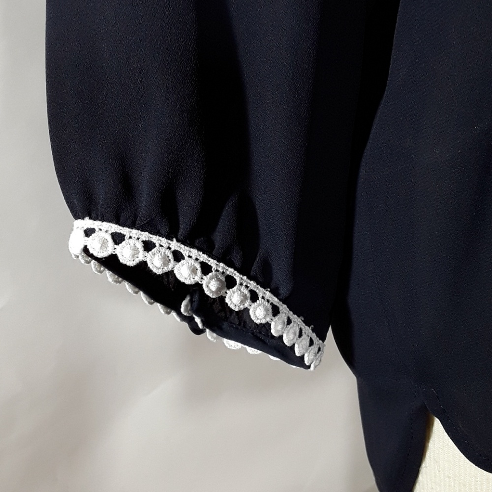 Zara navy blue semi-sheer blouse - Picture 6 of 6